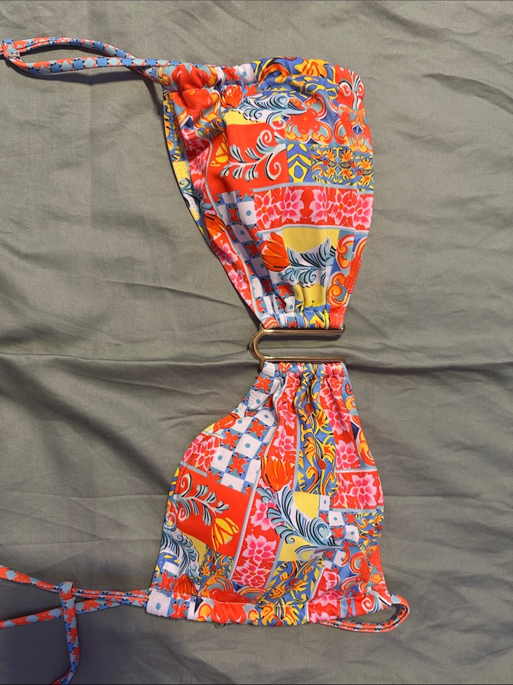 Vibrant Floral Patchwork Bikini Top